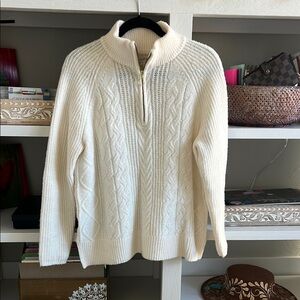 LOFT Ivory Cable Knit Sweater. Like new. Size medium.